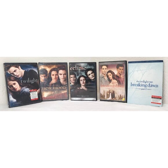 The Twilight Saga: All 5 DVD Set Twilight New Moon Eclipse And Breaking Dawn 1-2 - Picture 1 of 7